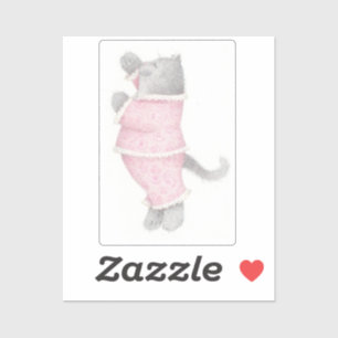 Sticker en vinyle CAT 2"X2" PINK PAJAMAS