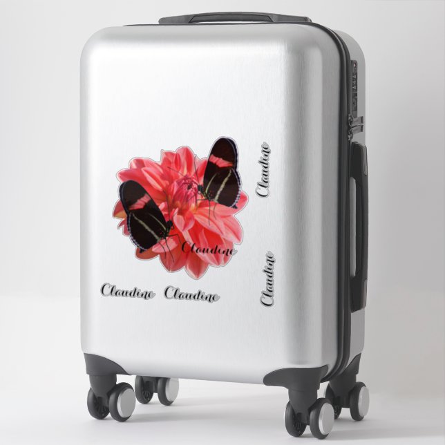 Sticker en vinyle Contour Bagage Papillon Dahlia (Sur valise)