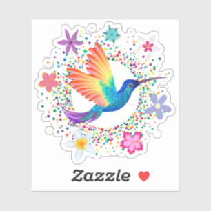 Sticker en vinyle coupé couleur Humming Bird Flowe