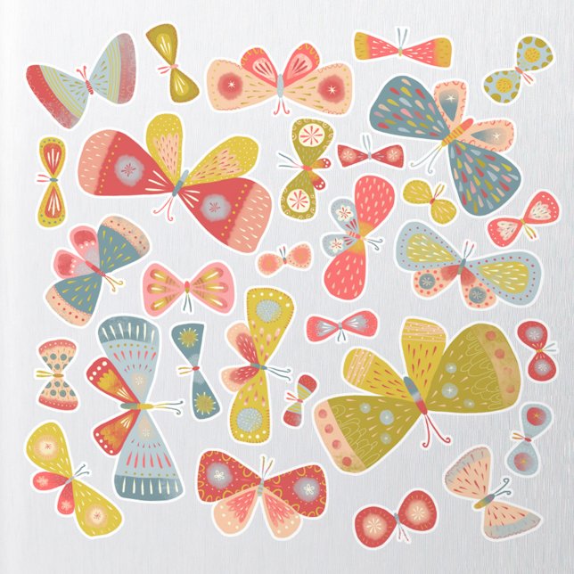 Sticker en vinyle coupé couleur papillon (Fun colorful butterfly stickers)