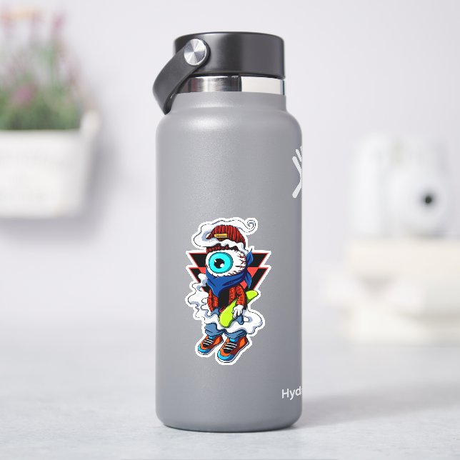 Sticker en vinyle coupé de 4 po pour un skateboard (HydroFlask)