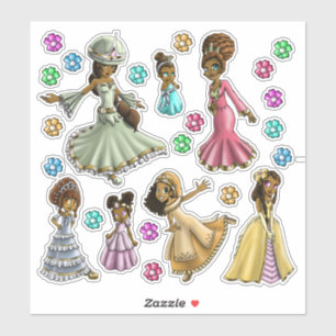 Sticker en vinyle coupé des princesses africaines