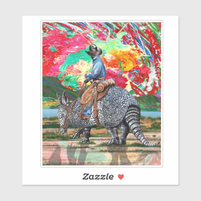 Sticker en vinyle coupé sur mesure Armadillo Cowbo (Feuille)