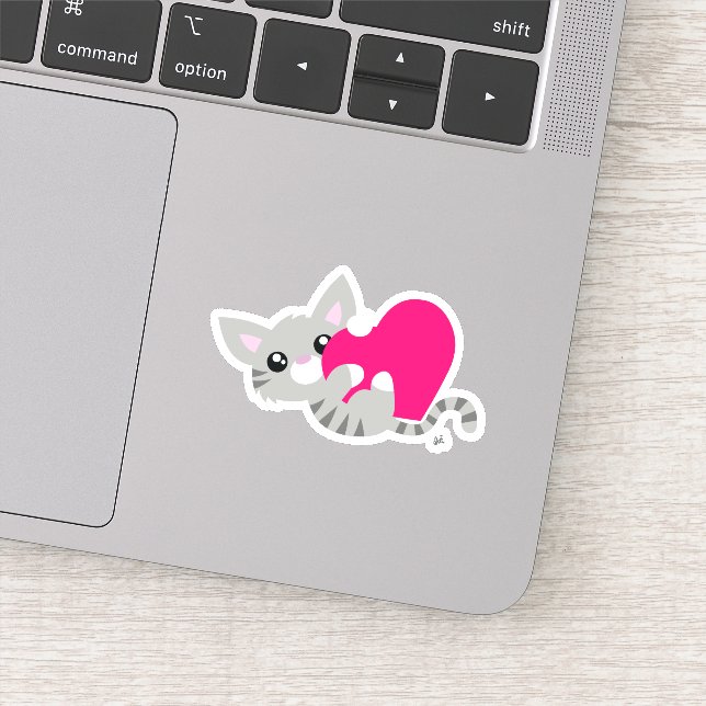 Sticker en vinyle coupé sur mesure Cute Grey Kitty (Détail)