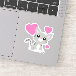 Sticker en vinyle coupé sur mesure Cute Grey Kitty