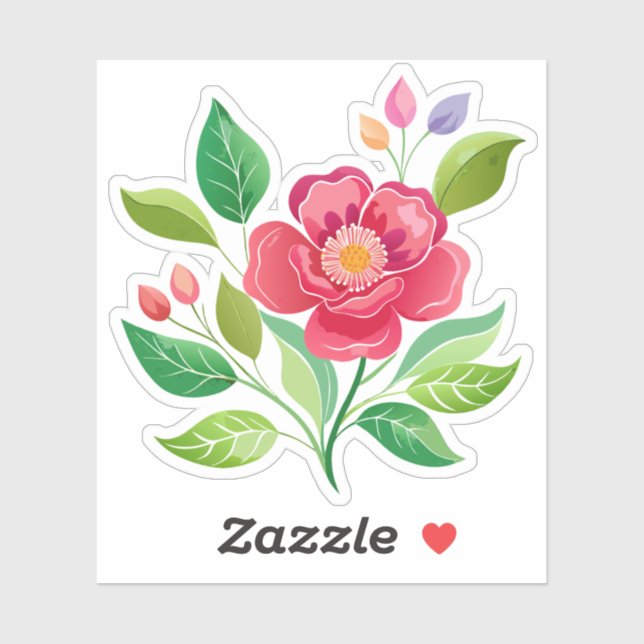 Sticker en vinyle coupé sur mesure Fleur sauvage r (Feuille)