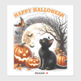 Sticker en vinyle coupé sur mesure Halloween Cat