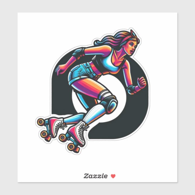 Sticker en vinyle coupé sur mesure : Roller Girl (Feuille)