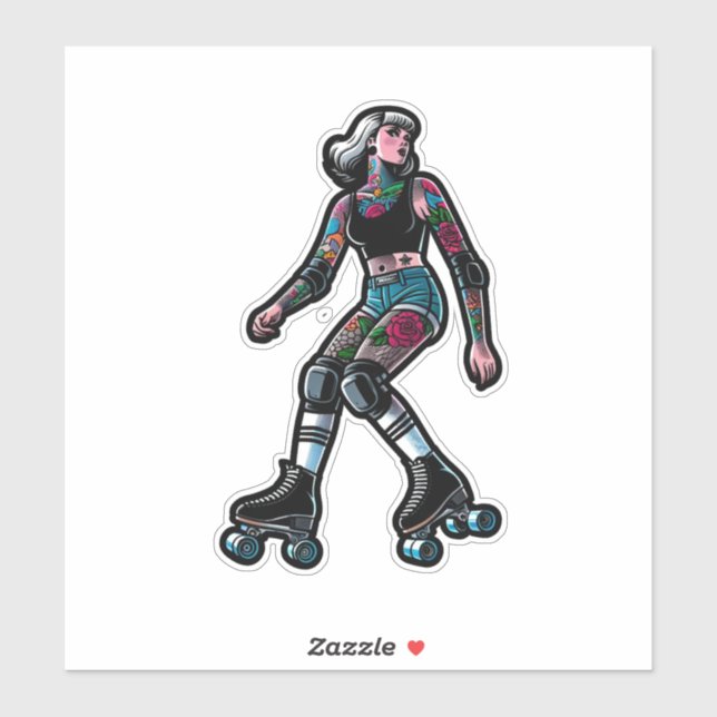 Sticker en vinyle coupé sur mesure : Roller Girl (Feuille)