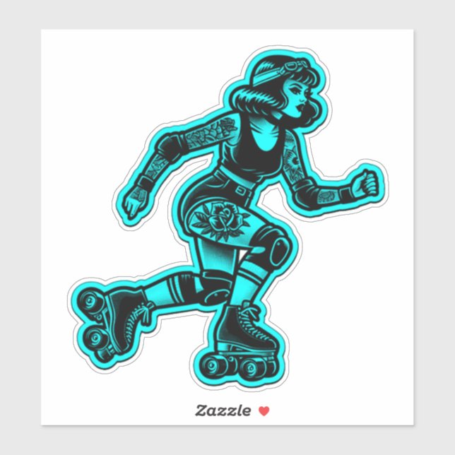 Sticker en vinyle coupé sur mesure : Roller Girl ( (Feuille)