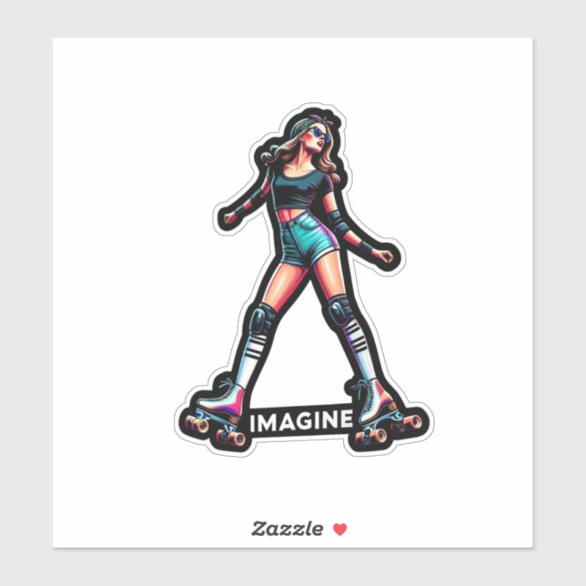 Sticker en vinyle coupé sur mesure : Roller Girl (Feuille)