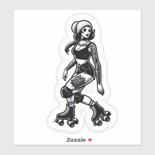Sticker en vinyle coupé sur mesure : Roller Girl (Feuille)