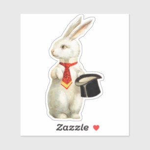 Sticker en vinyle cousu blanc lapin