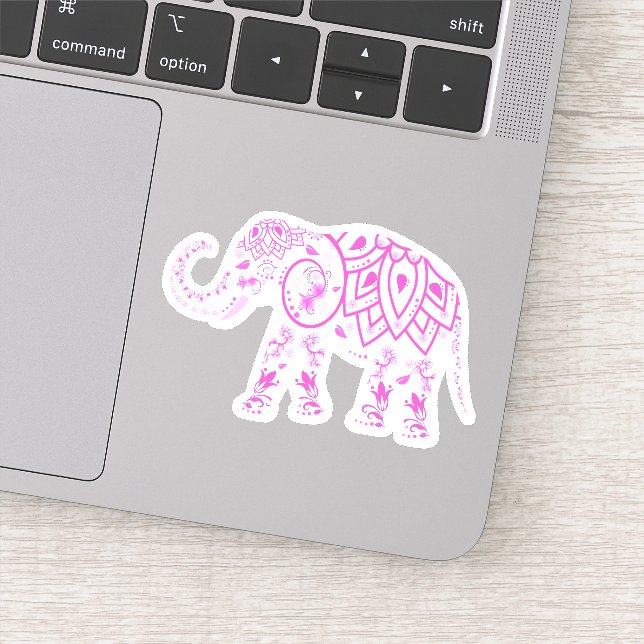 Sticker en vinyle cousu rose Elephant (Détail)