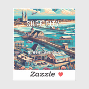 Sticker en vinyle de 3 pouces de surf City North C