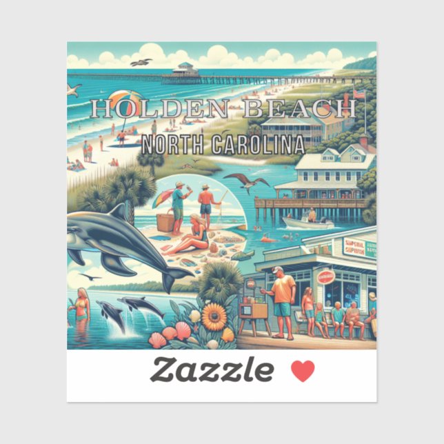 Sticker en vinyle de 3 pouces Holden Beach Carolin (Feuille)
