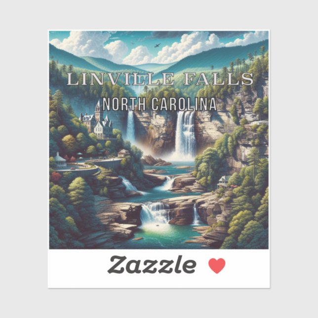 Sticker en vinyle de 3 pouces Linville Falls North (Feuille)