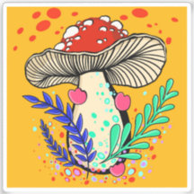 Sticker en vinyle de champignon Amanita