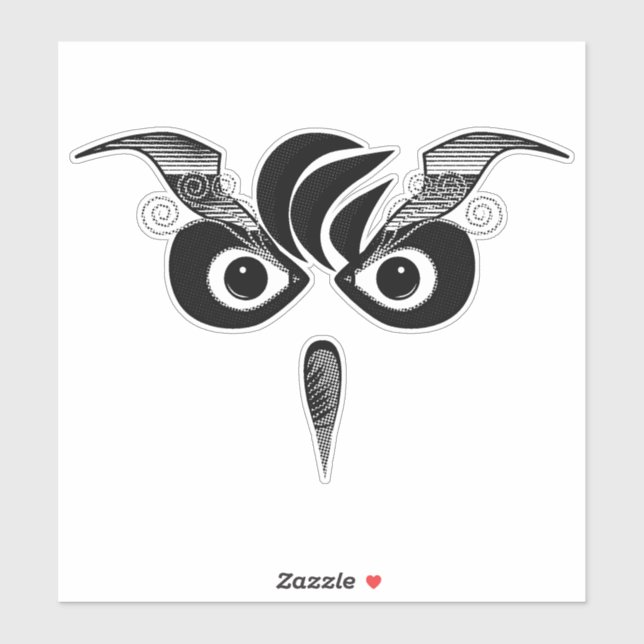 Sticker en vinyle de Chouette Noire Personnalisé. (Feuille)