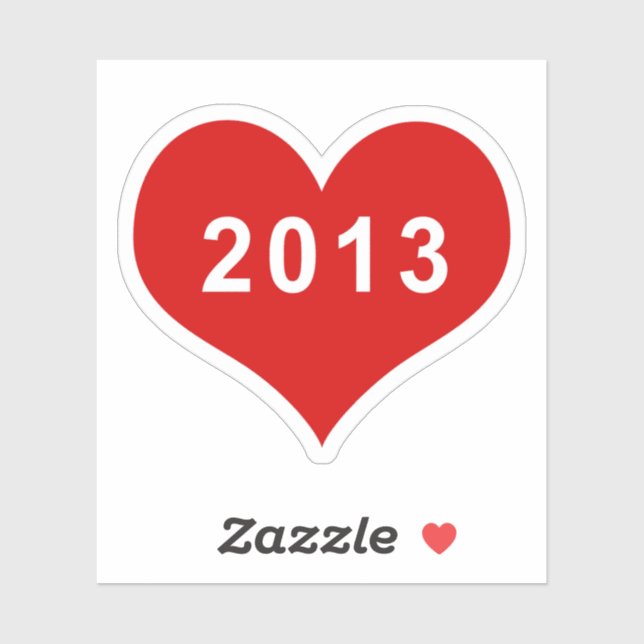 Sticker en vinyle de coeur de l'amour rouge 2013 (Feuille)