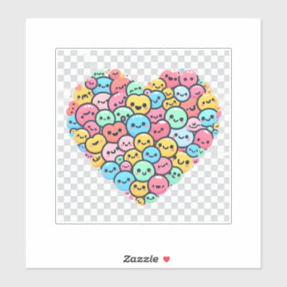Sticker en vinyle de coeur doux Kawaii