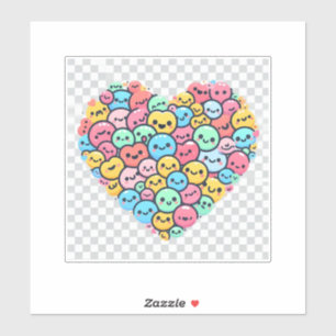 Sticker en vinyle de coeur doux Kawaii