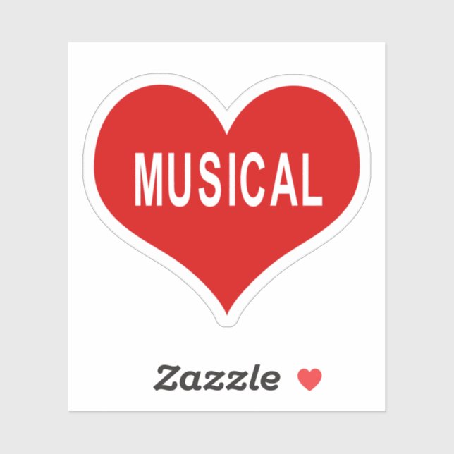 Sticker en vinyle de coeur MUSICAL Red Love (Feuille)