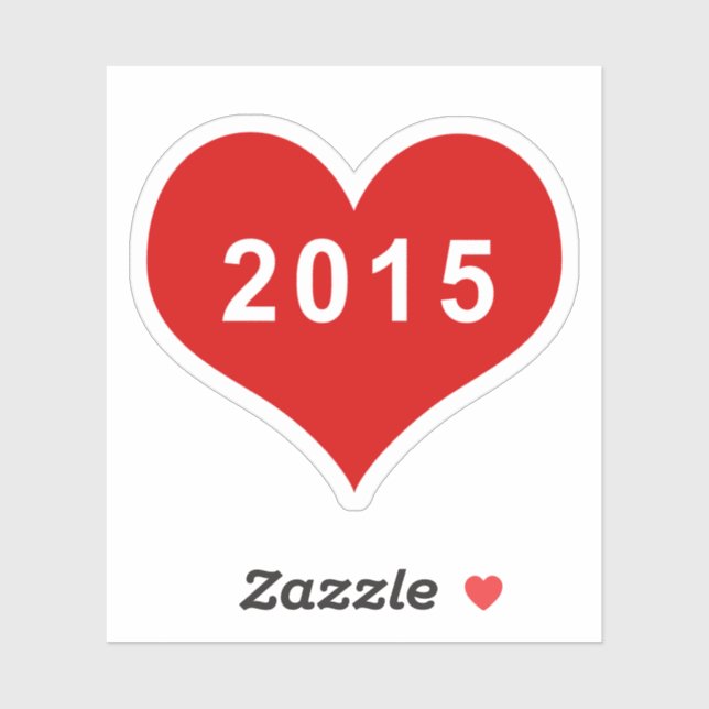 Sticker en vinyle de coeur rouge 2015 (Feuille)