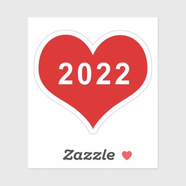 Sticker en vinyle de coeur rouge 2022 (Feuille)