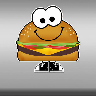 Sticker en vinyle de Cutie Cartoon Cheeseburger