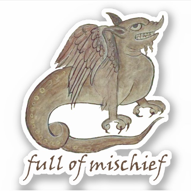 Sticker en vinyle de dragon "plein de méfait" (Devant)