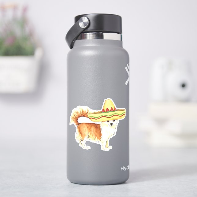 Sticker en vinyle de Fiesta Long Coat Chihuahua (HydroFlask)