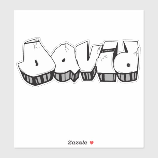 Sticker en vinyle de graffiti "David" personnalisé (Feuille)