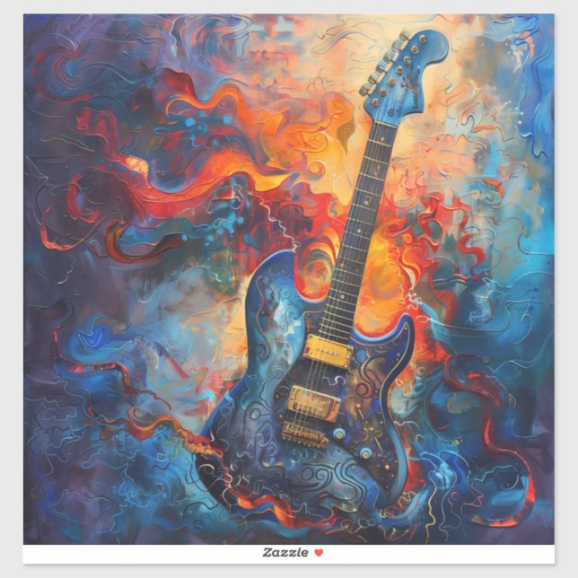 Sticker en vinyle de guitare électrique (Feuille)