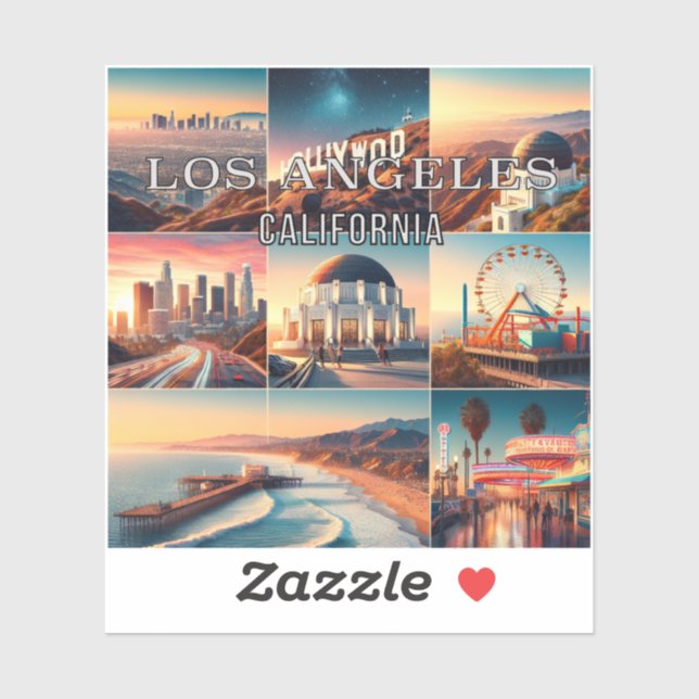 Sticker en vinyle de Los Angeles California 3 pouc (Feuille)