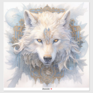 Sticker en vinyle de loup mystique