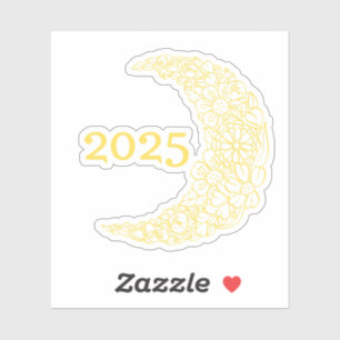 Sticker en vinyle de lune florale 2025 - Parfait p