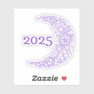 Sticker en vinyle de lune florale 2025 - Parfait p