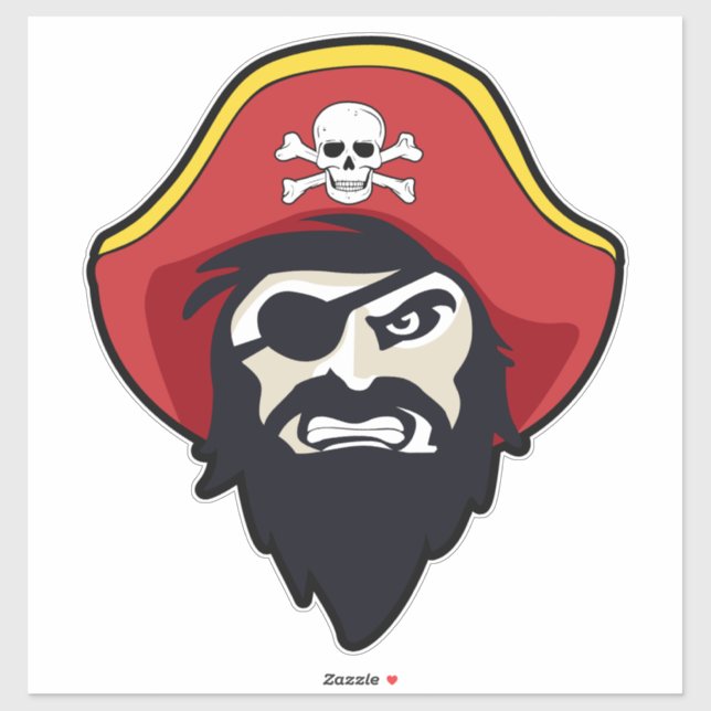 Sticker en vinyle de mascotte pirate (Feuille)