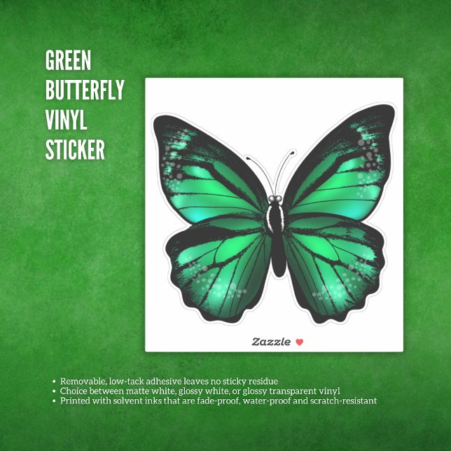 Sticker en vinyle de papillon vert (Green Butterfly Vinyl Sticker )