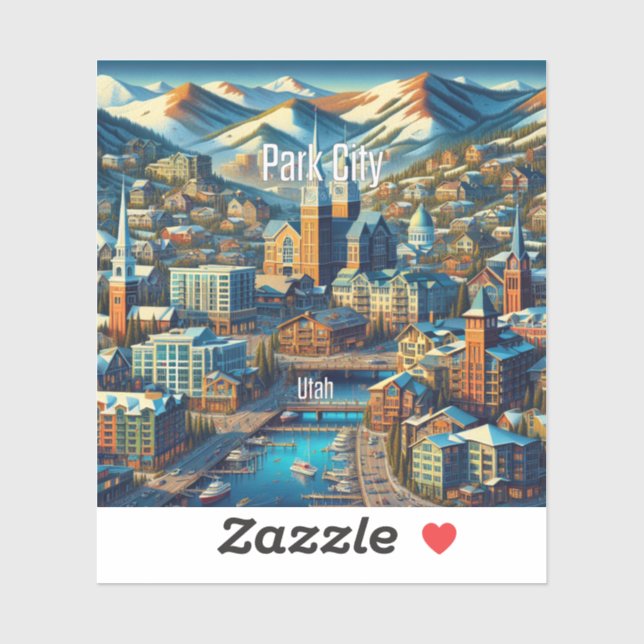 Sticker en vinyle de Park City Utah 3 pouces (Feuille)