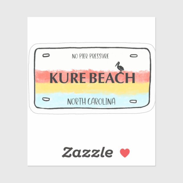 Sticker en vinyle de plaque de Kure Beach (Feuille)