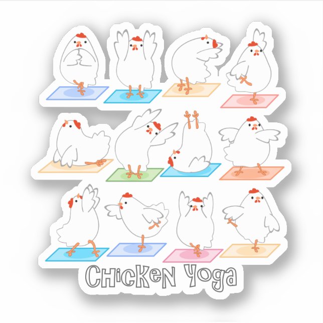Sticker en vinyle de poulet Yoga (Devant)
