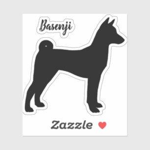 Sticker en vinyle de race Cool Basenji Silhouette
