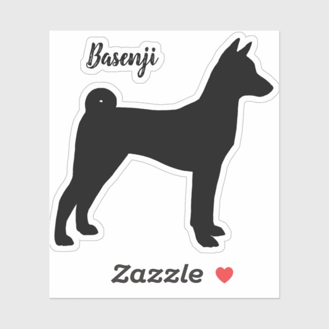 Sticker en vinyle de race Cool Basenji Silhouette (Feuille)