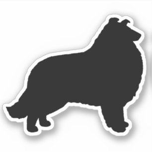 Sticker en vinyle de race de chien Collie Silhouet