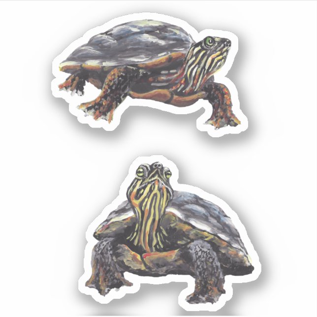 Sticker en vinyle de tortue peint (Devant)