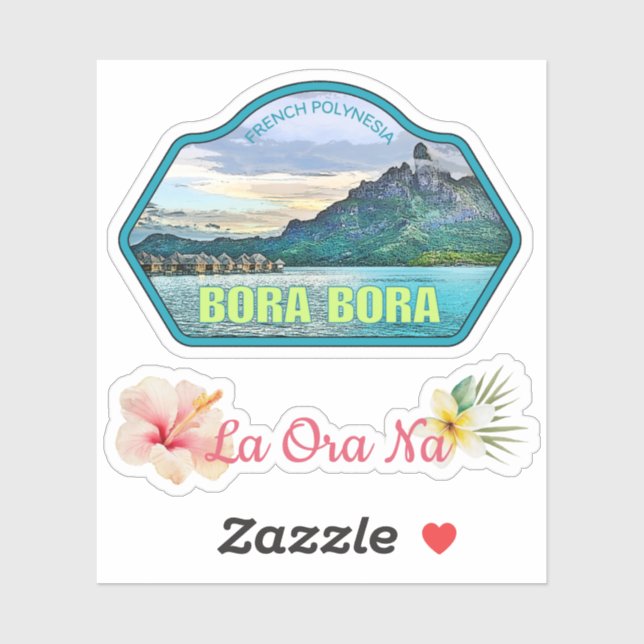 Sticker en vinyle de voyage Bora Bora Tahiti (Feuille)