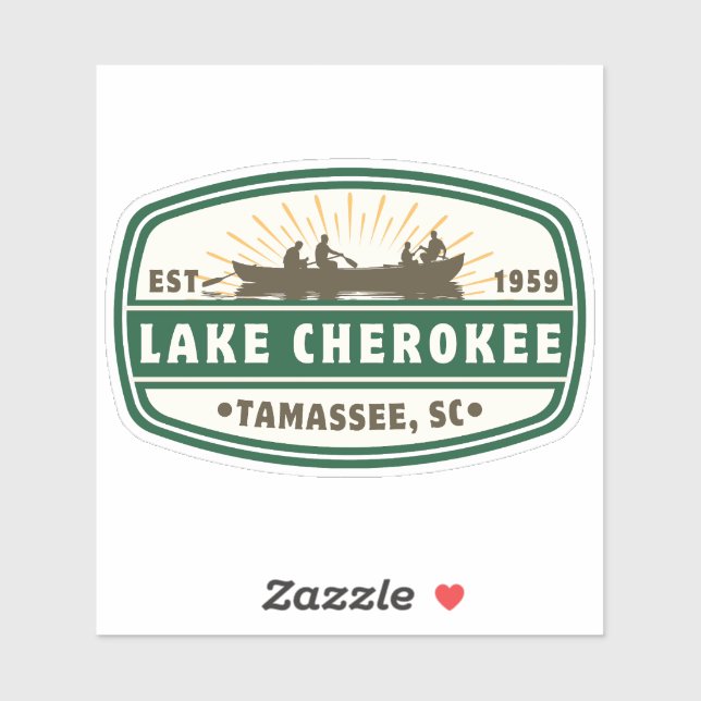 Sticker en vinyle du lac Cherokee - bateau (Feuille)