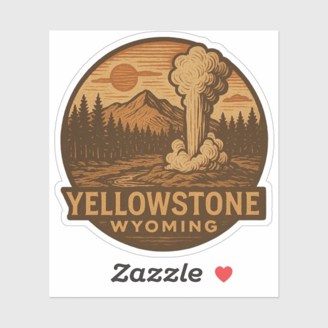 Sticker en vinyle du parc national de Yellowstone (Feuille)